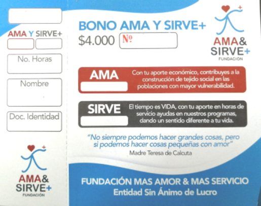 foto del bono de donación de la fundación